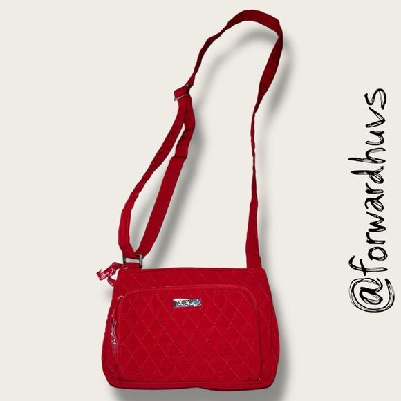 Vera Bradley Go Wild Crossbody Bag – Red Floral Quilted Cotton - Picture 1 of 9